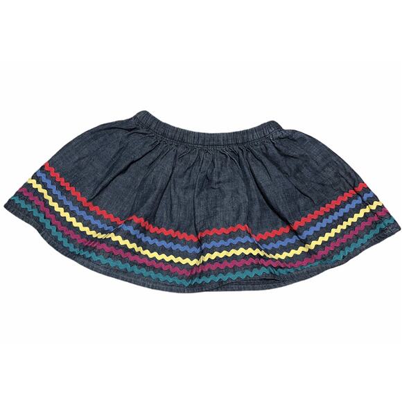 Tea Collection Jean Denim Skirt Rainbow Rick rack size 4 - Picture 1 of 4